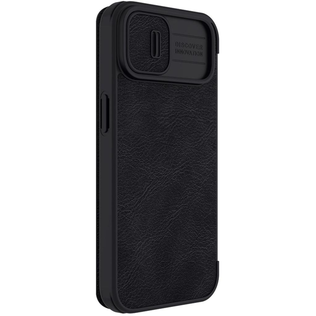 Чехол Nillkin Qin Leather для iPhone 14 Plus - черный флип-чехол с защитой камеры