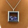 Stones and Minerals. Raw Tanzanite Necklace. Square Model. Color Silver.
