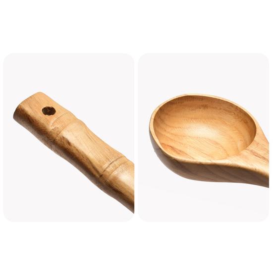 Japanese Style Hand Carved Heat-Resistant Wooden Spoon Bamboo Long Handle Rice Spoon Kitchen Tools