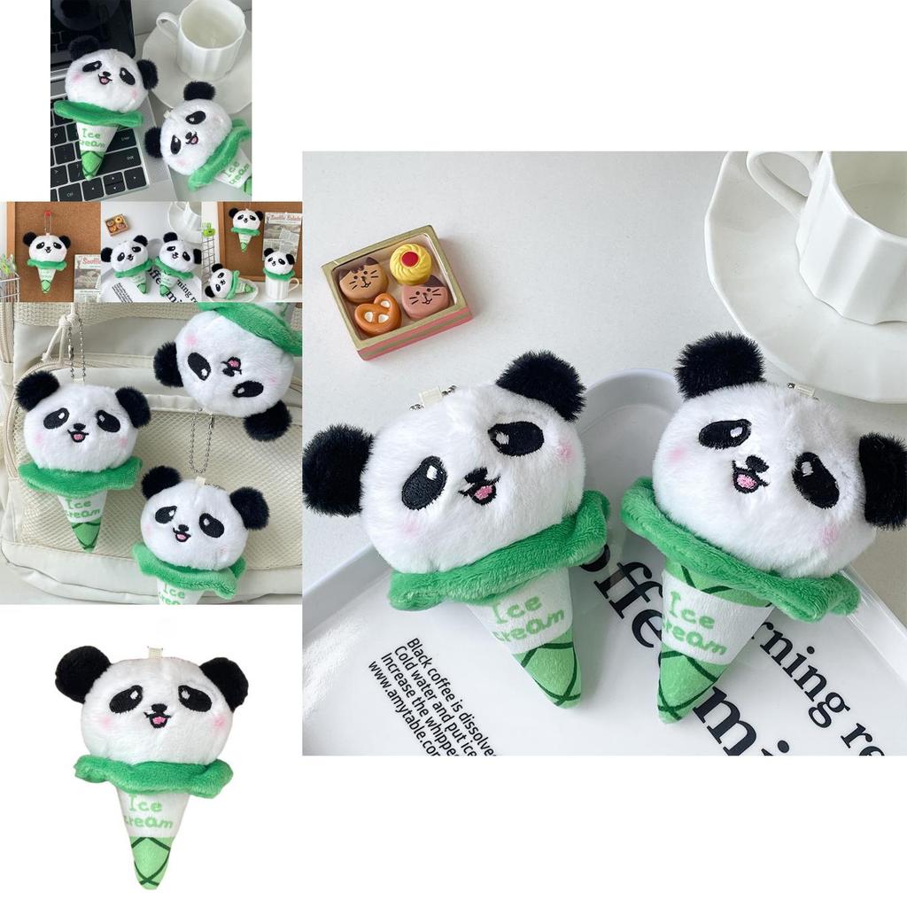 Adorable Mini Panda Plush Toy Keychain Soft Cotton Cute Animal Doll White Green