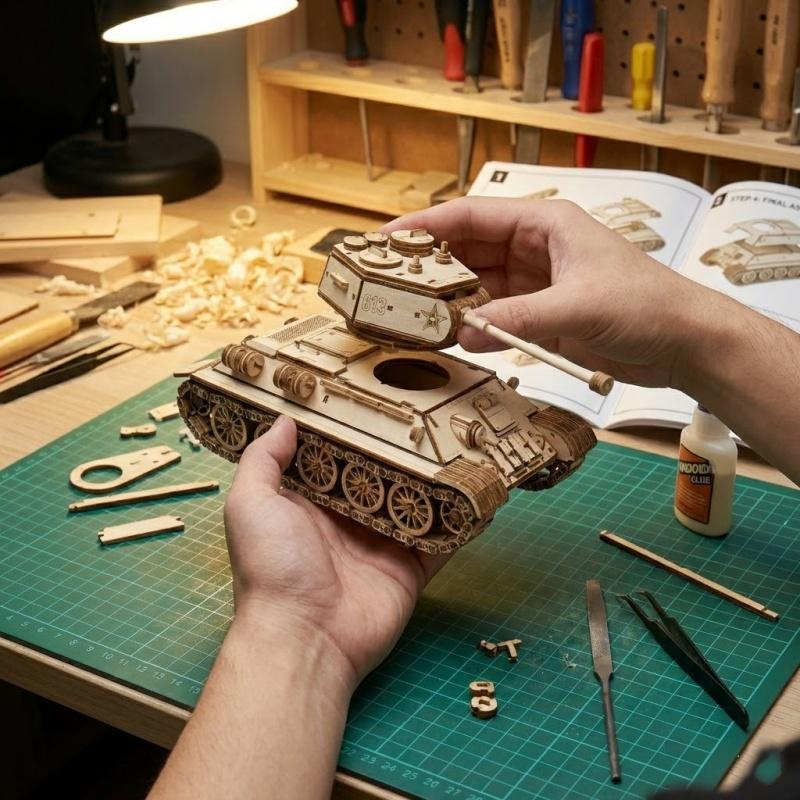 OUZEY 3D деревянный сборный танк модель для самостоятельной сборки настольное украшение креативная игрушка подарочная коробка подходит для подростков
