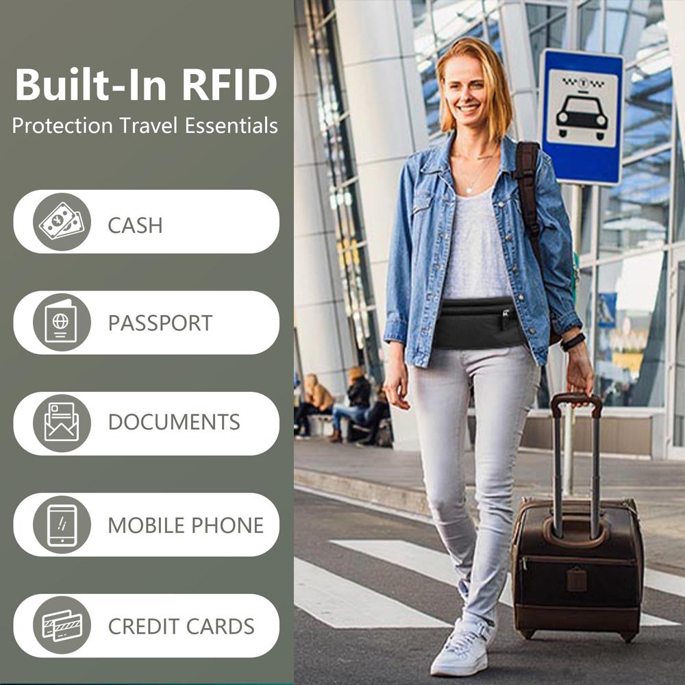 Дорожная поясная сумка Обложка для паспорта с защитой от кражи RFID Тонкий дорожный кошелек для женщин и мужчин