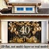 2D Black Gold 40th Birthday Backdrop Happy 40th Birthday Party Decoration Banner