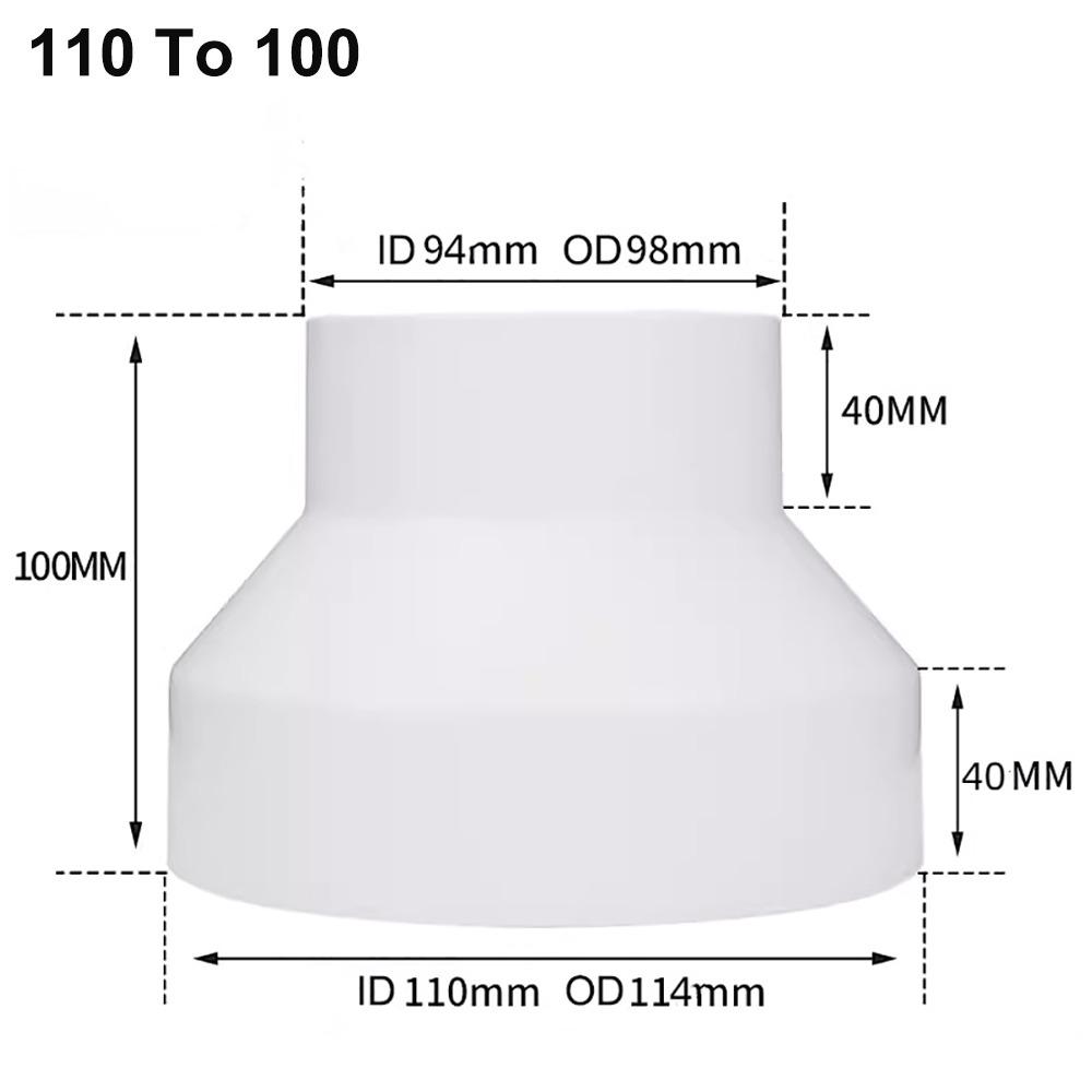New ABS Exhaust Pipe Reducer Adapter White Portable Ventilation Pipe Fittings Ventilating Pipe Connector