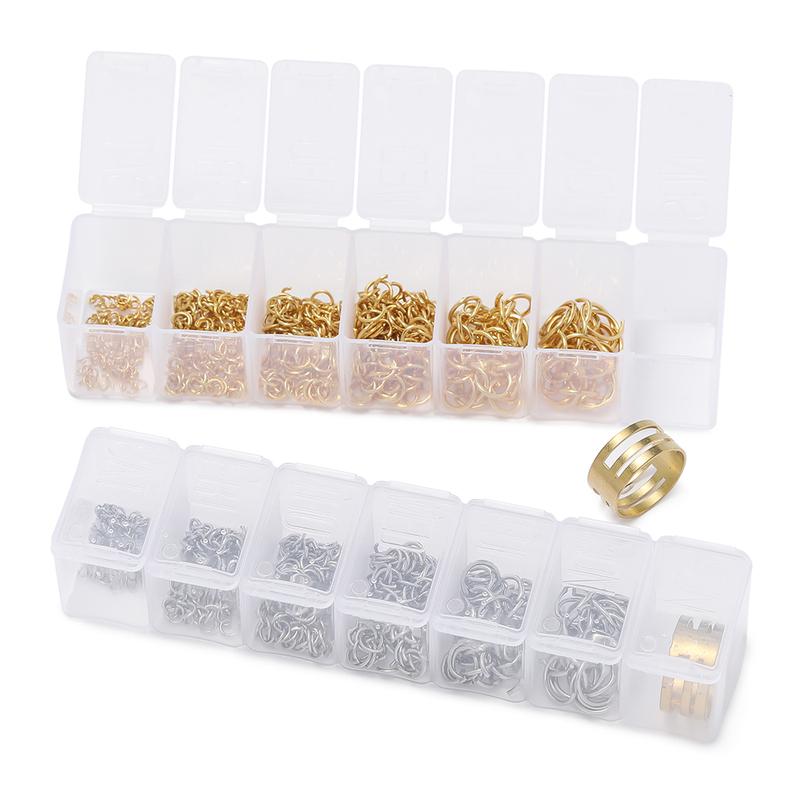 7Grids/Box Stainless Steel Open Jump Rings Split Rings Connectors Sets for DIY Bracelet Necklace Jewelry Making Accessories
