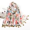 Fashion Luxury Petal Floral Tassel Viscose Shawl Scarf Lady High Quality Wrap Pashmina Stole Bufandas Muslim Hijab 180*90Cm