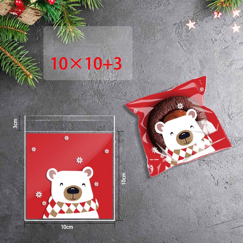 100Pcs Christmas Candy Cookie Bags Self-Adhesive Gift Packaging Biscuit Snack Baking Bag Navidad New Year Xmas Party Supplies