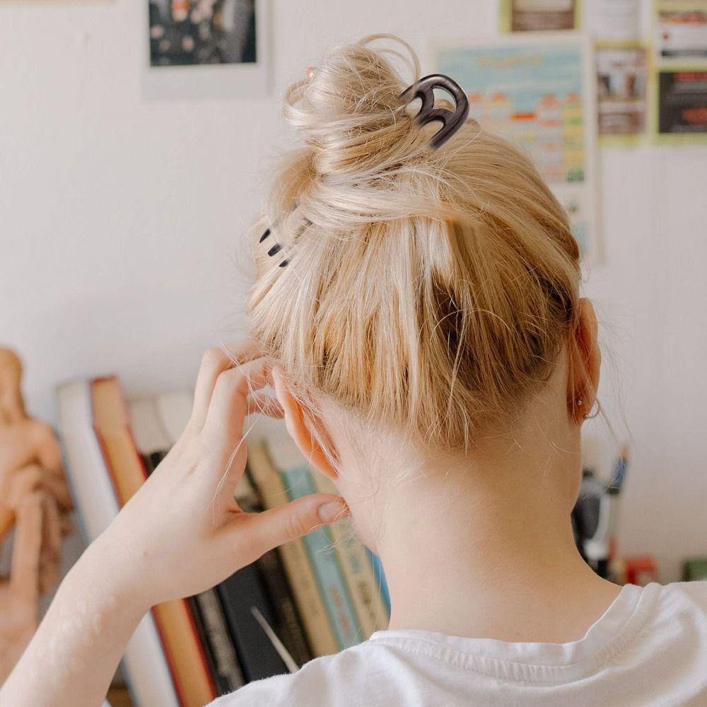 3 Prong Hair Forks Wooden French Hair Chopsticks Fashion Hair Pins Women