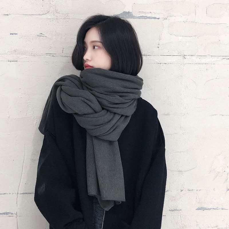 Women's Solid Color Thick Warm Student Couple Scarf New Autumn Winter Female Imitation Cashmere Versatile Scarfs