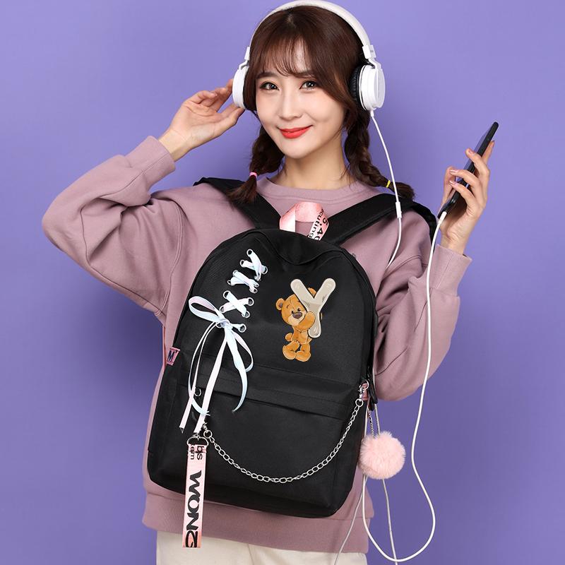 Рюкзак с принтом «Маленький медведь», 26 английских букв, детский рюкзак для школы для мальчиков и девочек, сумка для книг с героями мультфильмов, кавайная школьная сумка для школьников