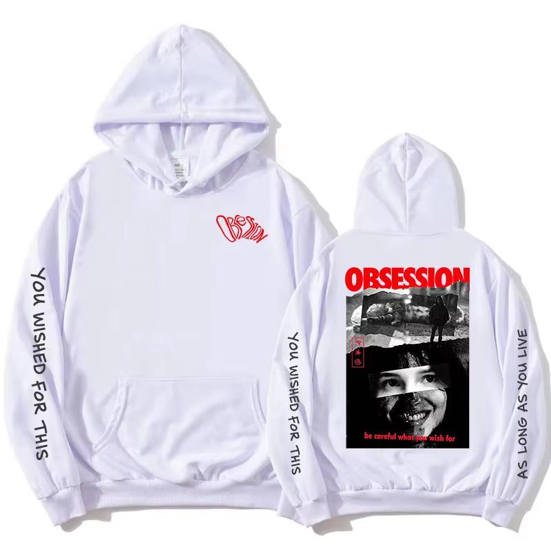 2026 Obsession Makes Me Nervous Hoodie Long Sleeve Casual Unisex Streetwear Pocket Hooded Sweatshirt Trendy Streetwear for Daily Looks