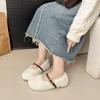 White Mao Mao Shoes Outer Wear Women's Shoes 2024 New Round Head Shallow Mouth Flat Bottom French with Skirt Mary Jane Single Shoes