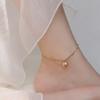 Trendy Golden Bean Titanium Steel Anklet for Women - Korean Style Ankle Chain