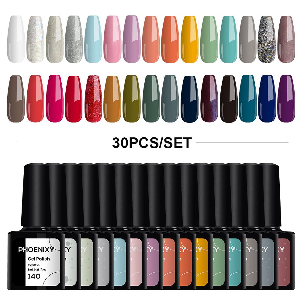 PHOENIXY Набор гель-лаков для ногтей 12/18/20/30/45 шт. Набор 8 мл Гибридный полупостоянный УФ-светодиодный набор для маникюра
