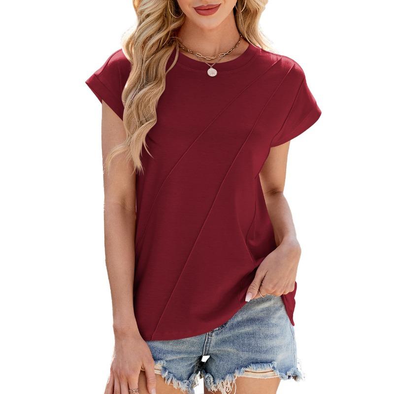 Women's Spring and Summer New Solid Color Round Neck Loose Short-sleeved T-shirt Top