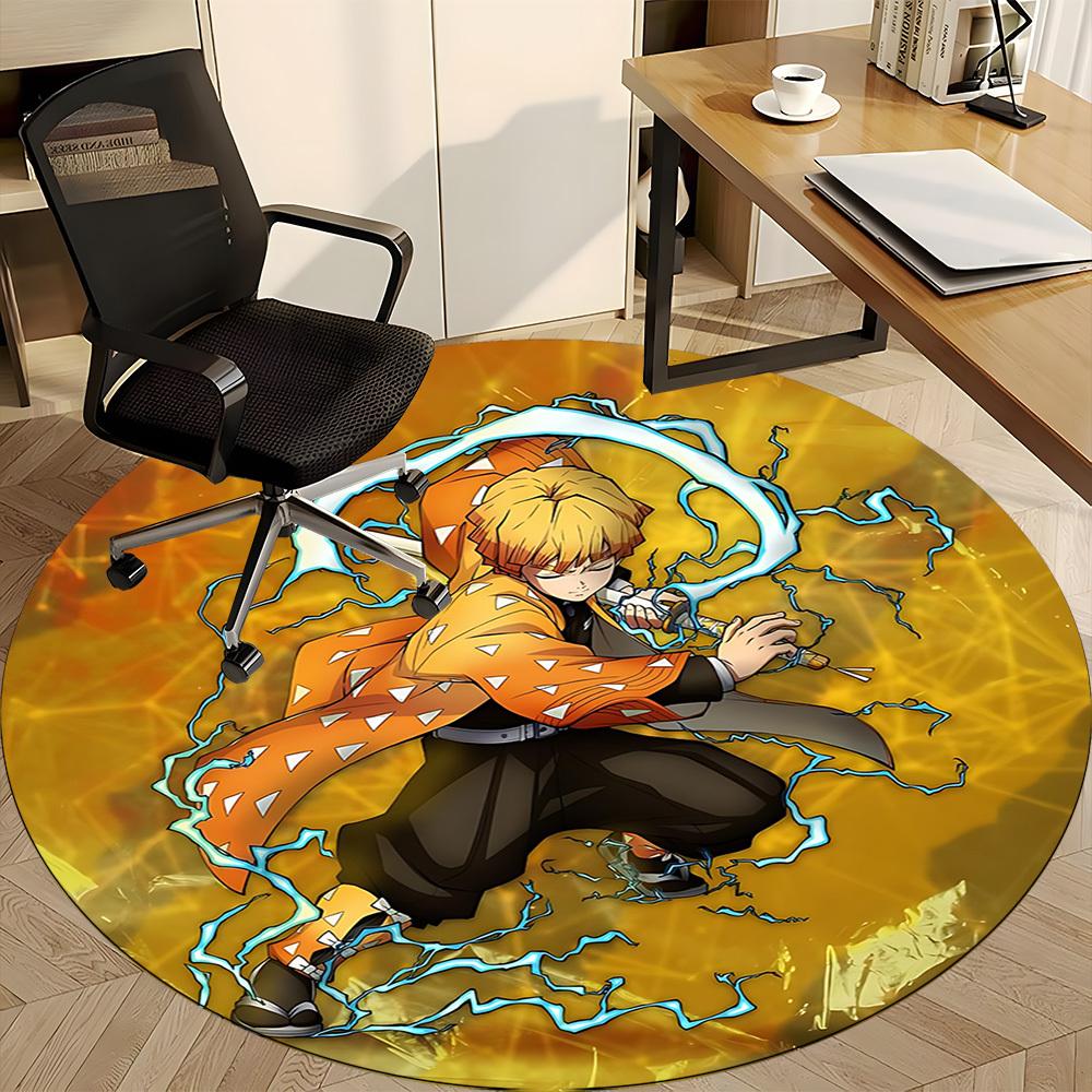 1PC Demon Slayer: Kimetsu no Yaiba Office Round Area Rug Suitable For Office, Under Office Chairs Bedroom Living Room Home Decor T100