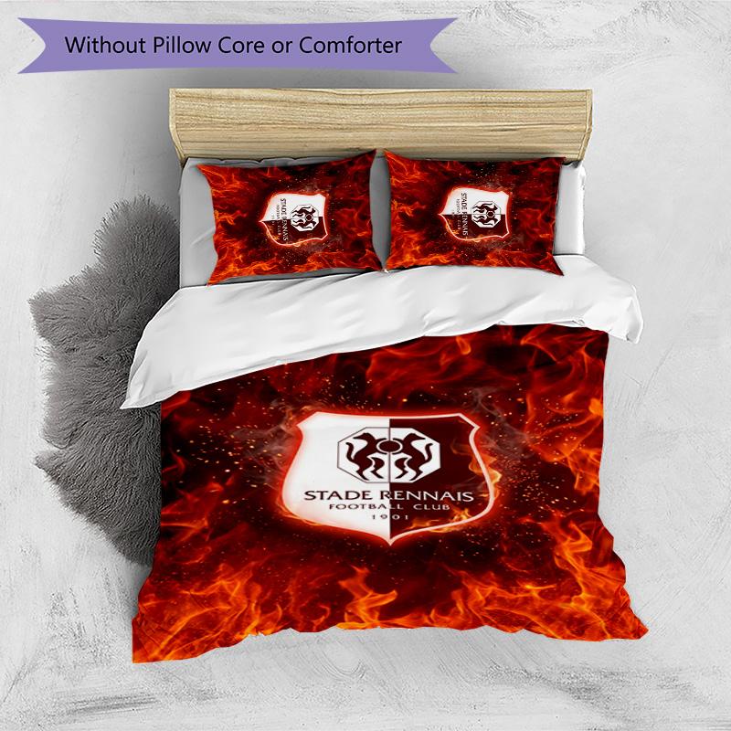 Stade Rennais FC Printed 3PCS Bedding Set Breathable Duvet Cover with Pillowcases Decorative Bed Linen for Bedroom Home