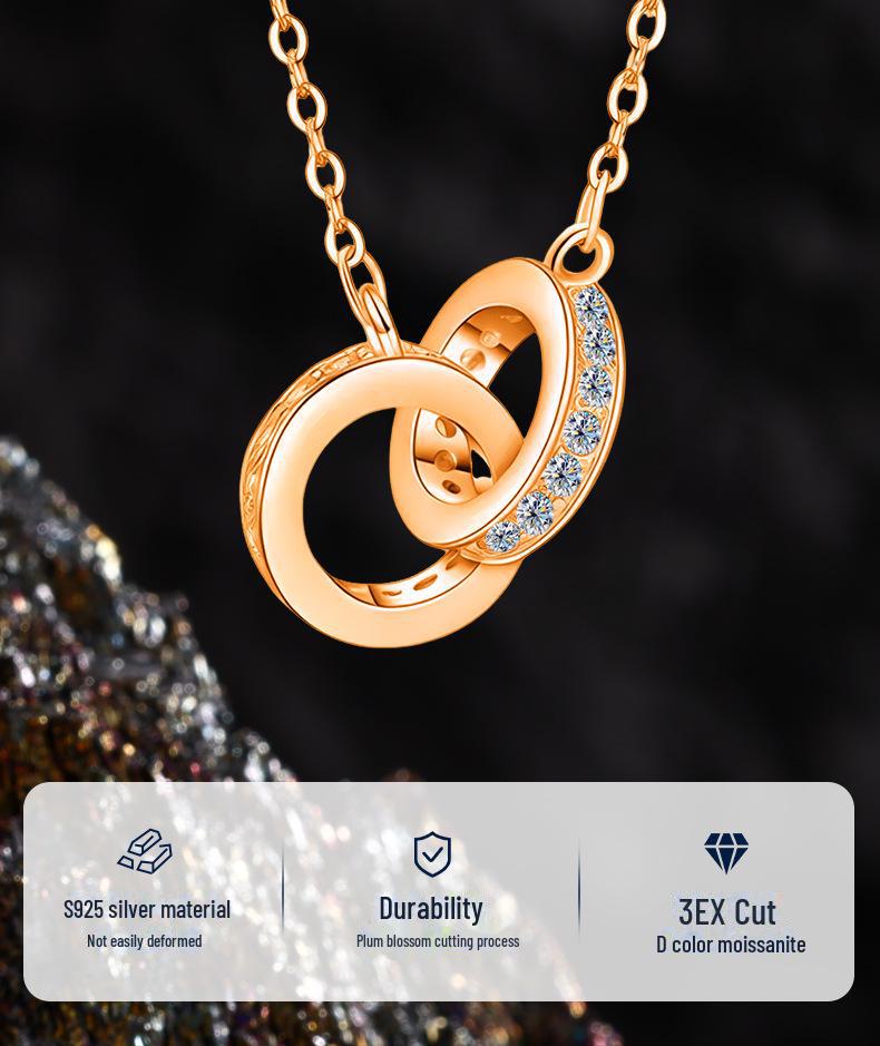 Стильное женское ожерелье с двумя кольцами на ключицу — универсальное, нишевый дизайн, высококачественные серебряные украшения