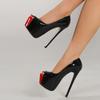 Liyke сексуальные черные красные лакированные туфли с открытым носком 16 см на очень высоком каблуке женские туфли-лодочки на платформе для вечеринок, свадеб и банкетов