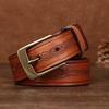 First Layer Cowhide Belt Laser Engraved Washed Retro Copper Buckle Fashion Trend Belt