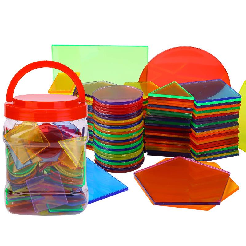 Прозрачные геометрические строительные блоки - развивающие игрушки Монтессори для практического обучения детей раннего возраста