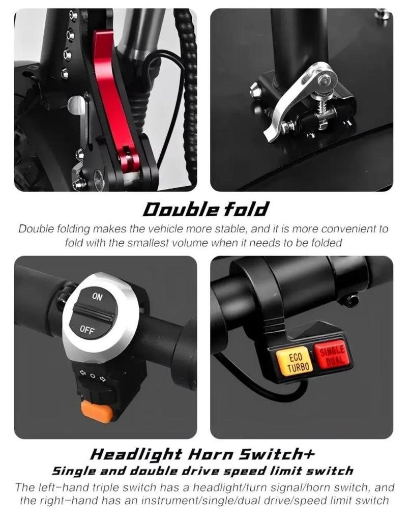 TOURSOR E5B Adult Electric Scooter 6000W Dual Motor 60V 40AH Off-road Tires Electric Scooter for City and Off-road Adventures