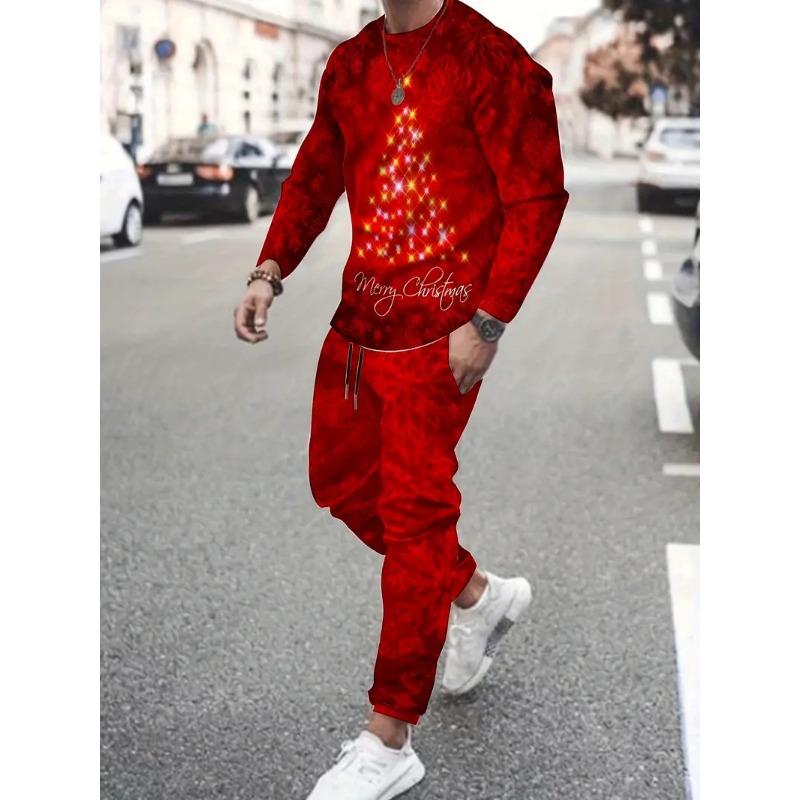 Christmas 2PCS Set Spring Autumn Men Women Fashion 3D Printing Man Fashion Casual Sportswear Sweatshirt Jogging Pants 2Pcs Sets
