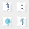 Белая декоративная подушка для дивана Happy Easter Sea Cushion Cover Seahorse Starfish Coral Blue Pillow Case