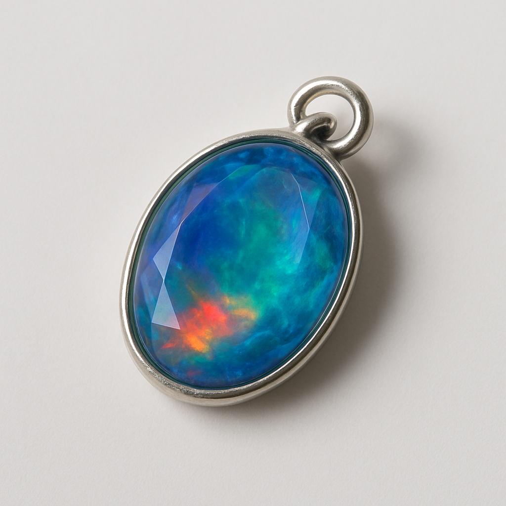 17.90 Ct Natural Opal 925 Sterling Silver Oval Cut Gemstone Pendant CERTIFIED