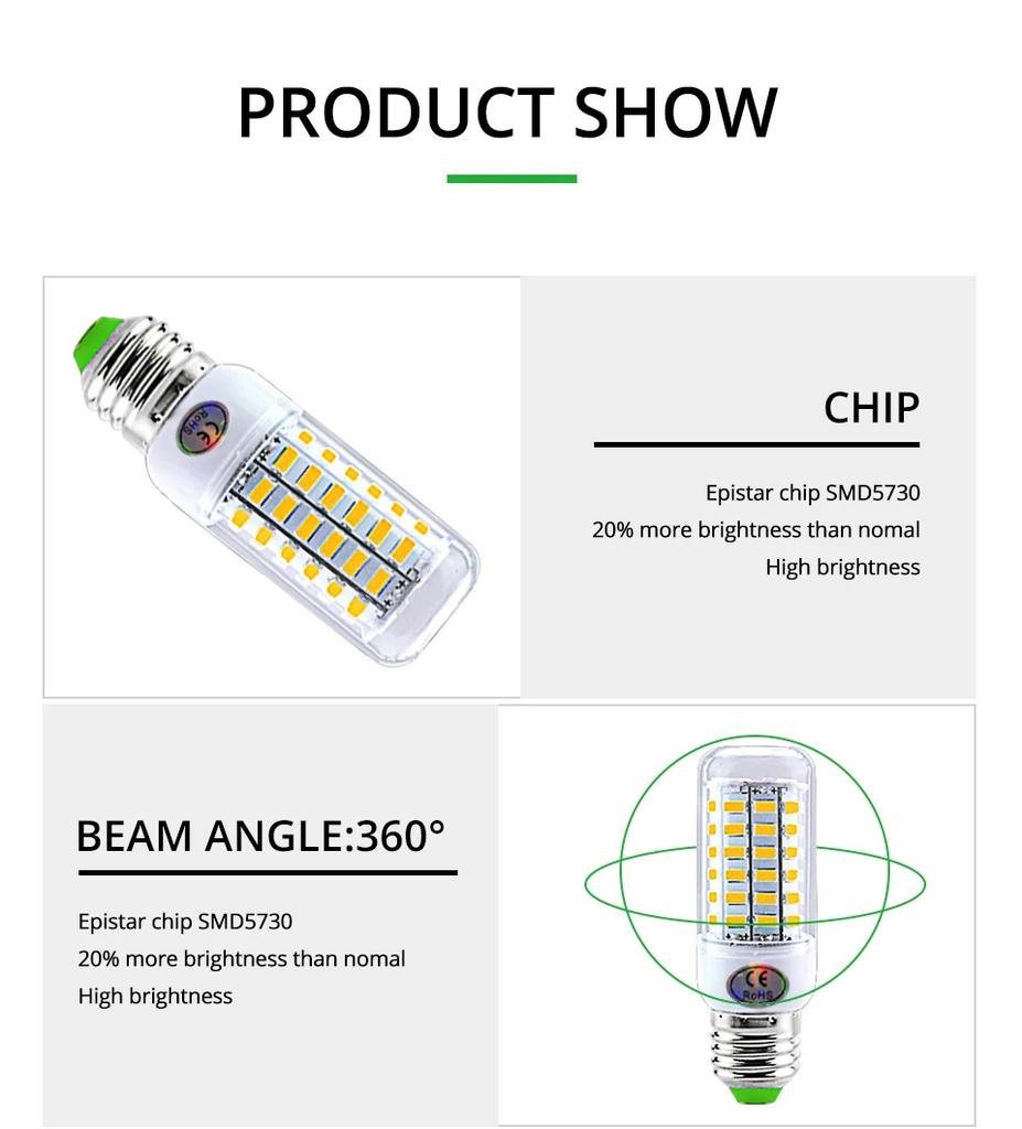 E27 LED Lamp LED SMD 5730 220V Corn Light Bulbs 36 56 72LEDs Lamparas LED Chandelie For Home Decoration Ampoule Led Light