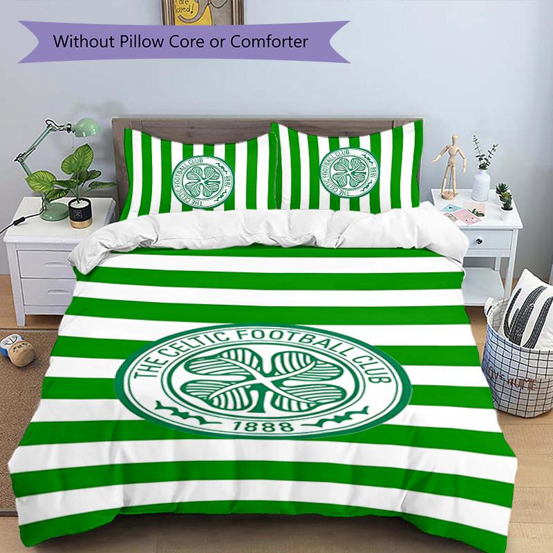 Celtic FC 3pcs Bedding Set Duvet Cover Closure Includes 1 Duvet Cover & 2 Pillowcases for All Seasons Bedroom Home Dorm Decor