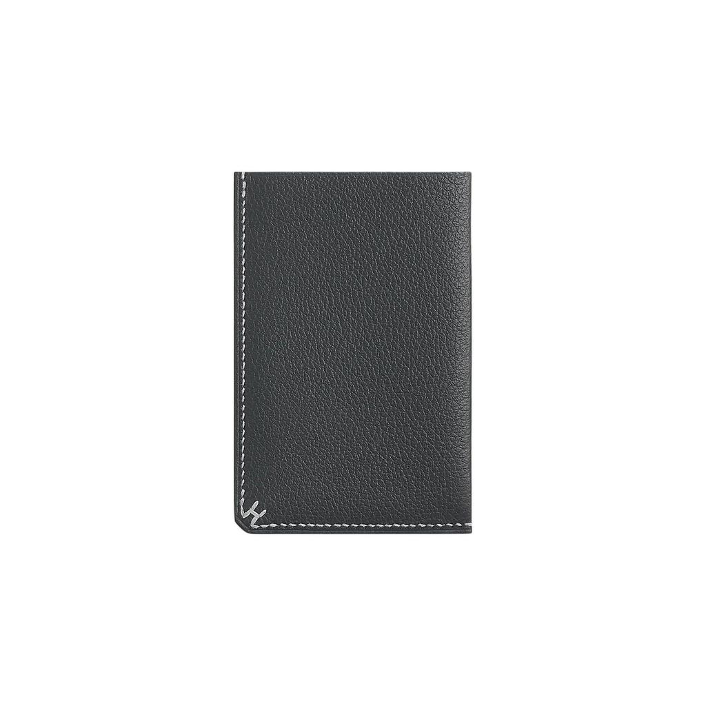 Hermes H Sellier Flap Closure Evergrain Calfskin Card Holder Men Card Holder Mist-Gray H084859CAH0