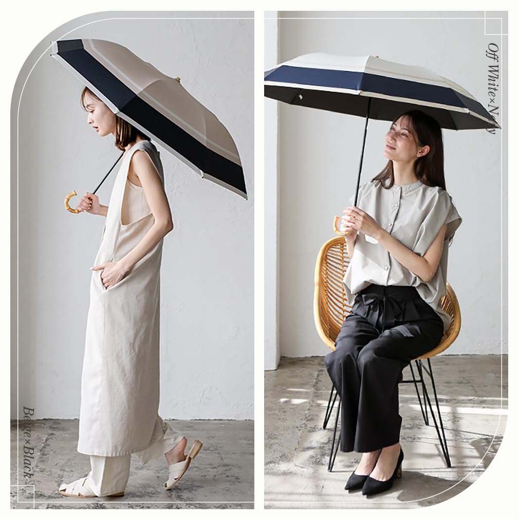 Короткий зонт Vita Felice для женщин, как солнечный, так и дождливый x [VITAFELICE] 2-х складной (для дней/ребра 55см) пру-30283z (бежевый черный)