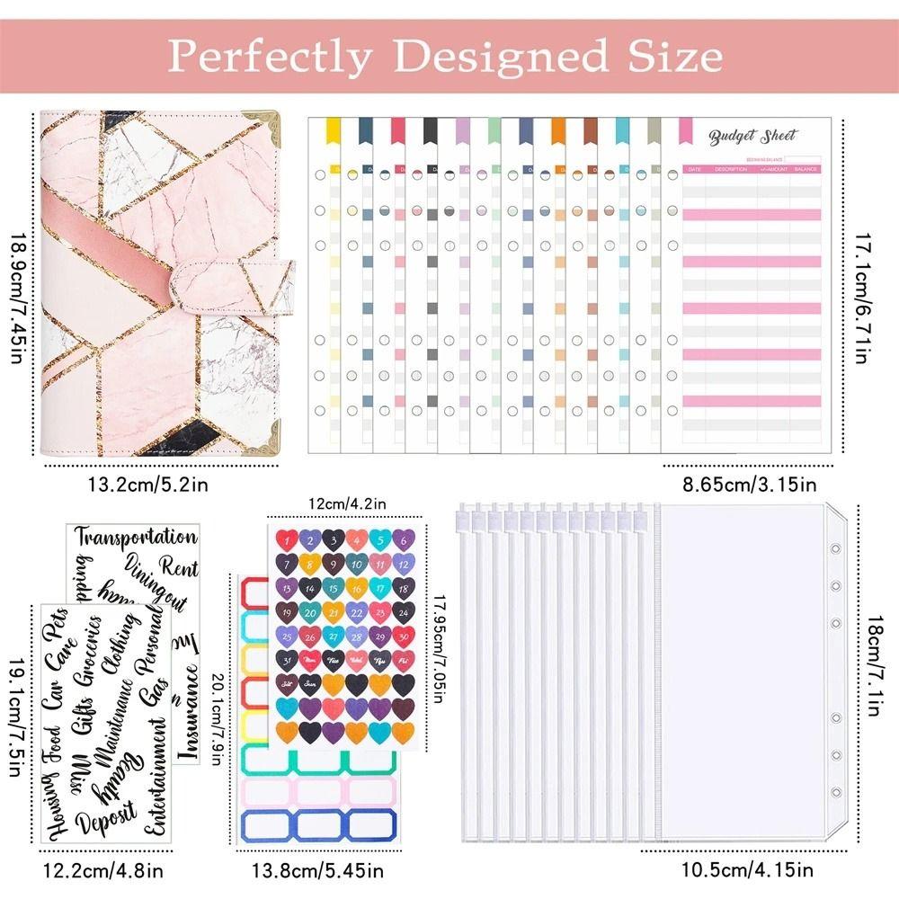 Pockets Cash Envelopes Bill Organizer Binder Notebook A6 Notebook Budget Binder Planner Binder