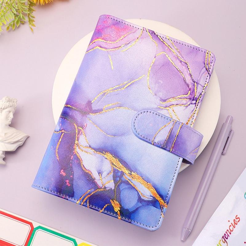 Marble A6 Budget Binder for w/ Budget Sheets Cash Envelopes Bag Colored Label Stickers for Budgeting Cash Budget Organiz
