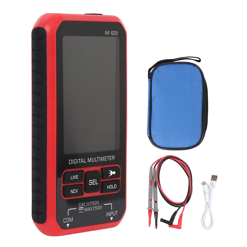 Умный цифровой мультиметр, 6000 отсчетов, перезаряжаемый мультитестер с большим ЖК-дисплеем, ACDC