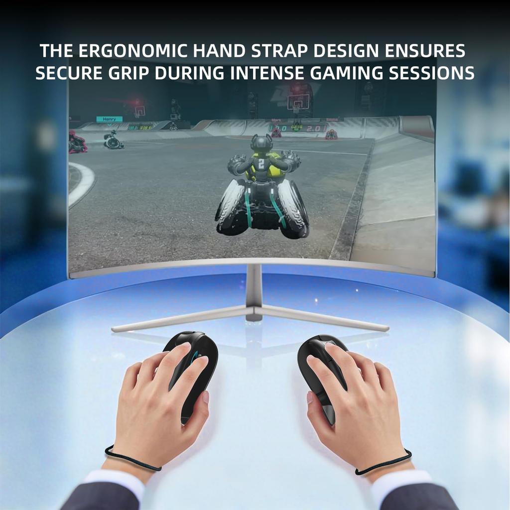 EJGAME Switch 2 Mouse Compatible with Metroid Prime Ergonomic Design for Long Set of 2 Joy-Con Adapter, 4, Plug-and-Play, Playtime, (Black)