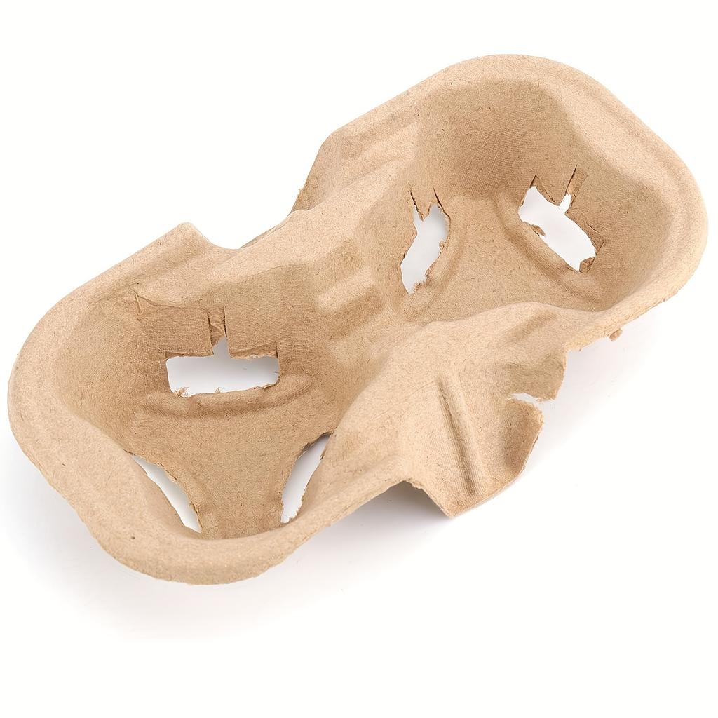 50 Pcs 2 Cups Pulp Fiber Drink Holder, Portable Coffee Cup Holder, Disposable Drink Tray for Coffee Shop, Restaurant, Grocery Store, Juice Bar