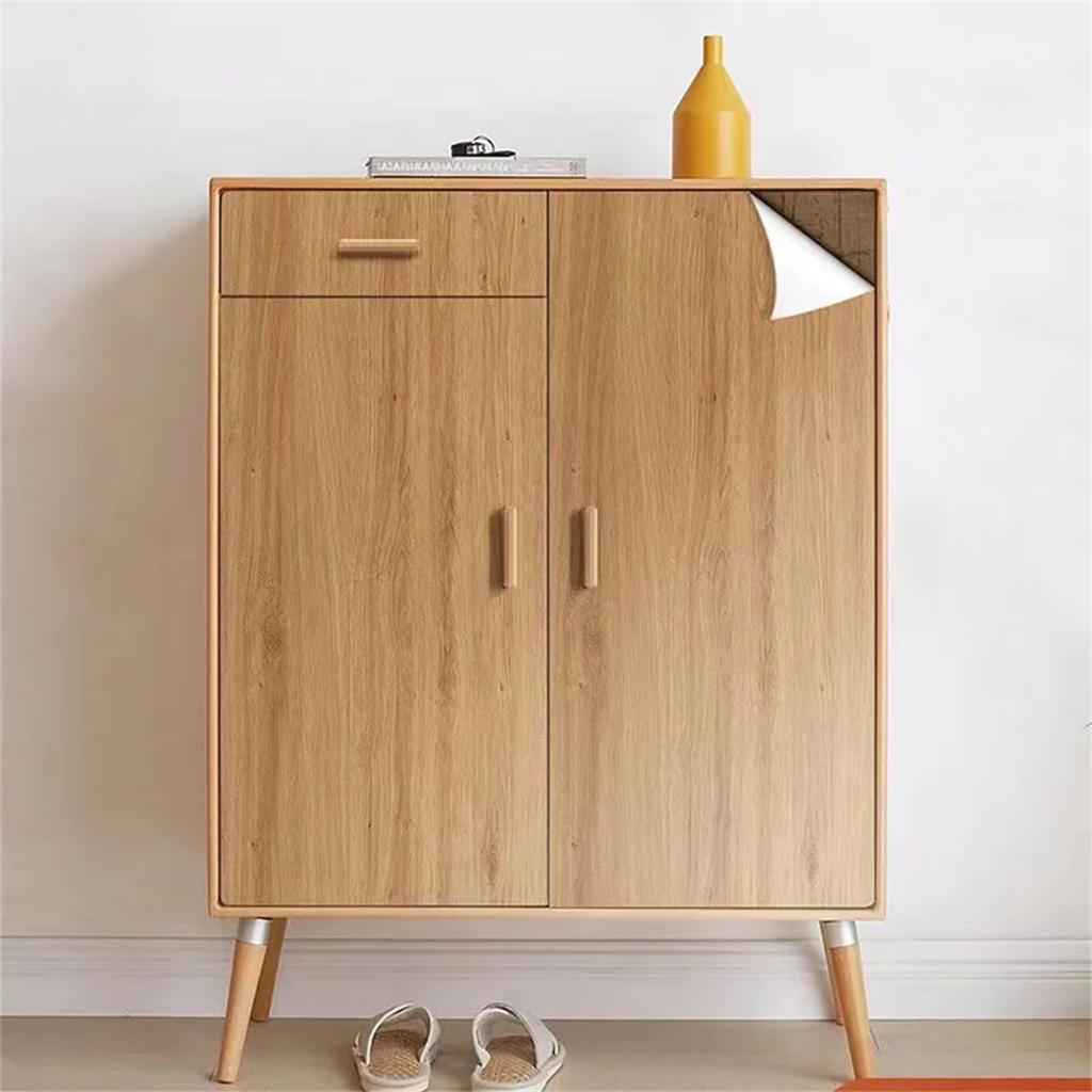 Ширина 55 см Обои ПВХ с текстурой дерева для двери, шкафа, стола, мебели, водонепроницаемые самоклеящиеся наклейки, пленка для домашнего декора