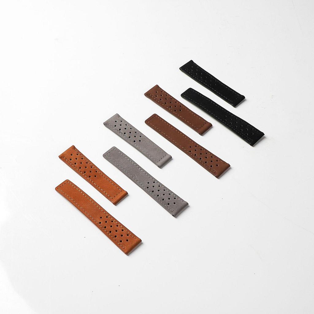 Ремешок для часов из матовой кожи с дышащими отверстиями, универсальная посадка, складная застежка, 20 мм/22 мм