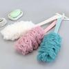 Home Bathroom Long Handle Shower Brush Back Bath Shower Scrubber Body Soft Mesh Scrub Powder Puff Clean Own Bath Back Brush Tool