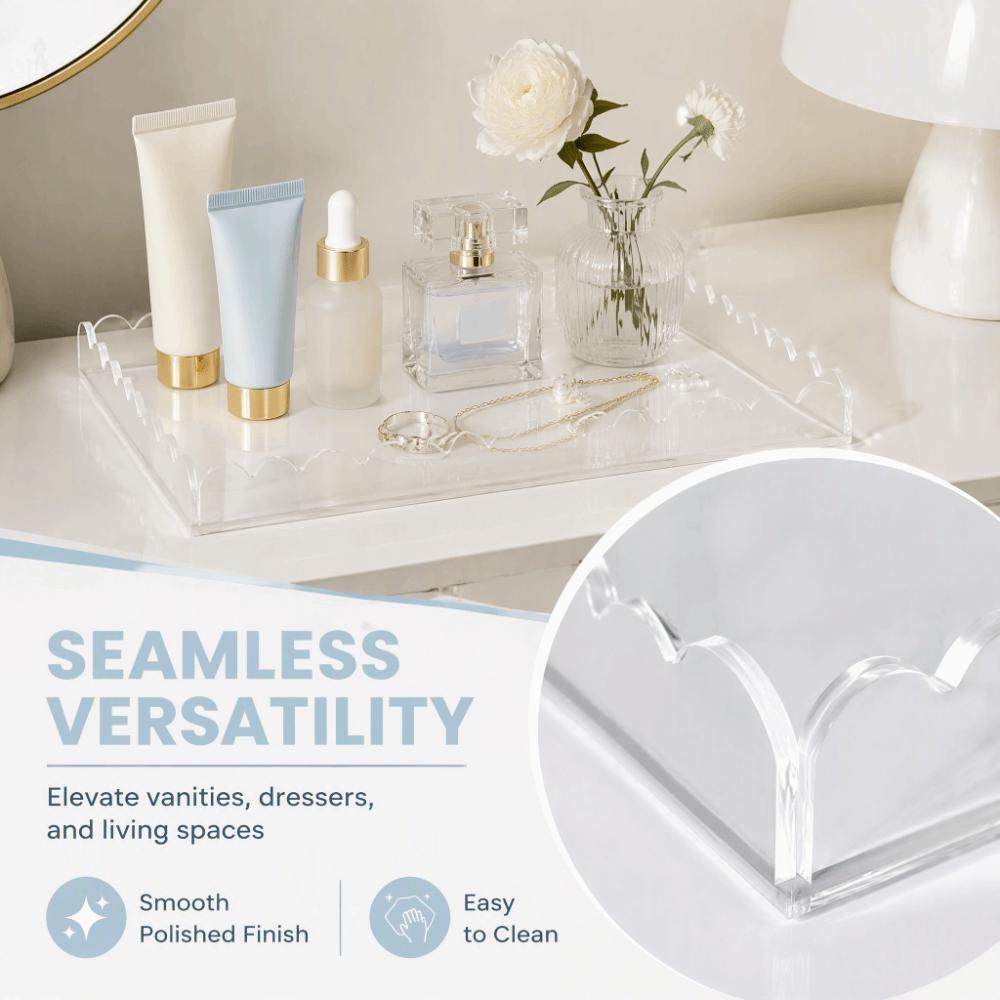 2 pcs Acrylic Countertop Tray Transparent Colorful Bathroom Vanity Tray Storage Tray Bathroom Decor