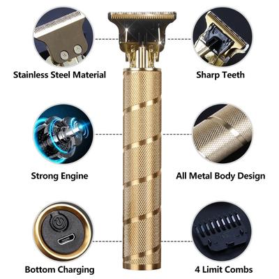 НЕРЖАВЕЮЩАЯ СТАЛЬ Спиральная металлическая винтажная электрическая машинка для стрижки волос T9 Профессиональная электробритва Перезаряжаемый парикмахерский триммер
