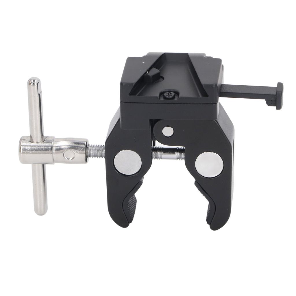 V Mount Battery Adapter with Clamp Strong Grip Portable Adjustable Heavy Duty Aluminum Alloy for Light Stand Tripod