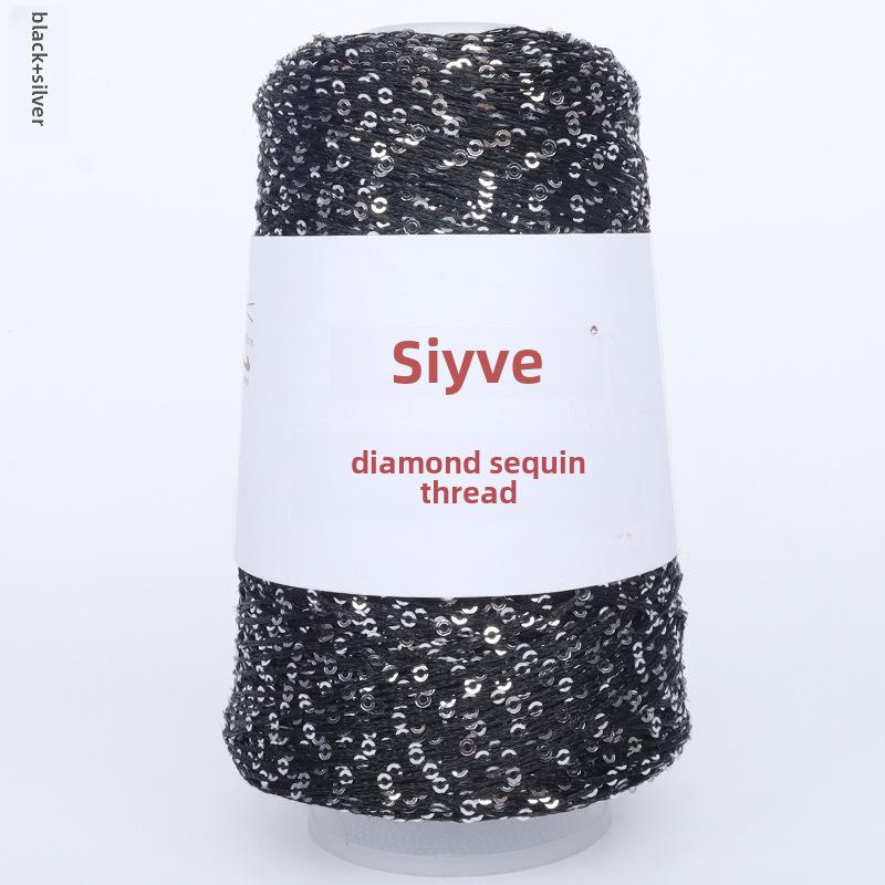 Пряжа с пайетками Siyue 2 мм - шерстяная пряжа ручной работы для проектов своими руками (100г)