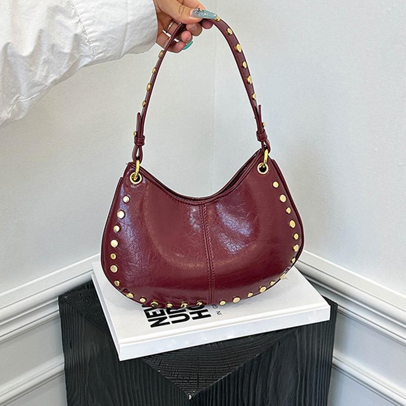 Сумка на плечо для женщин, панк-сумка под мышкой с заклепками, клатч из ПУ кожи с заклепками, модная сумка-хобо для работы, путешествий, шопинга CLE