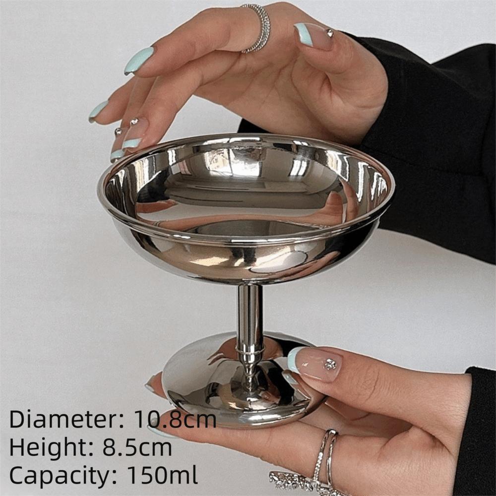 304 Stainless Steel Ice Cream Cup Fruit Yogurt Dessert Salad Bowl Retro Dessert Cup Bar Dinnerware