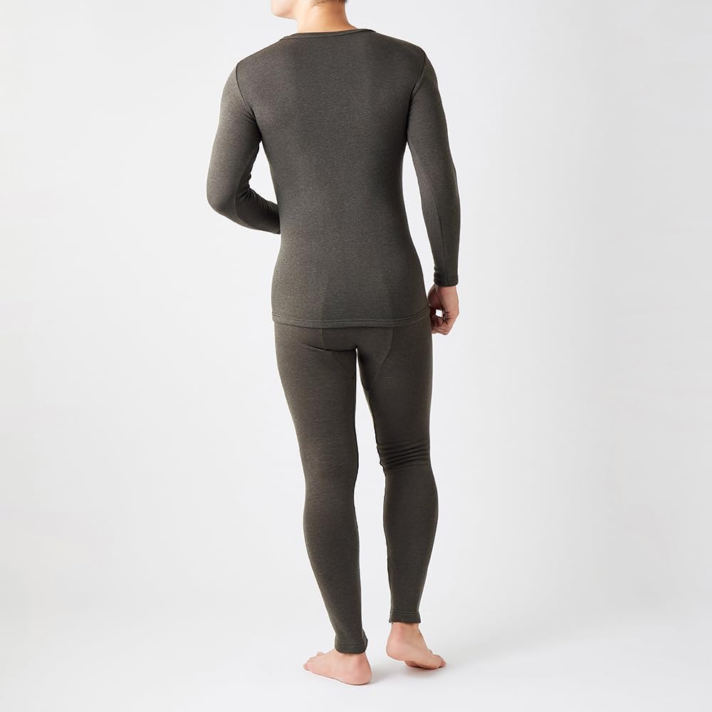 Gunze Hot Magic Extreme Long Crew Neck Inner Light Size L Shirt, MH0808N, Men's, Gray,