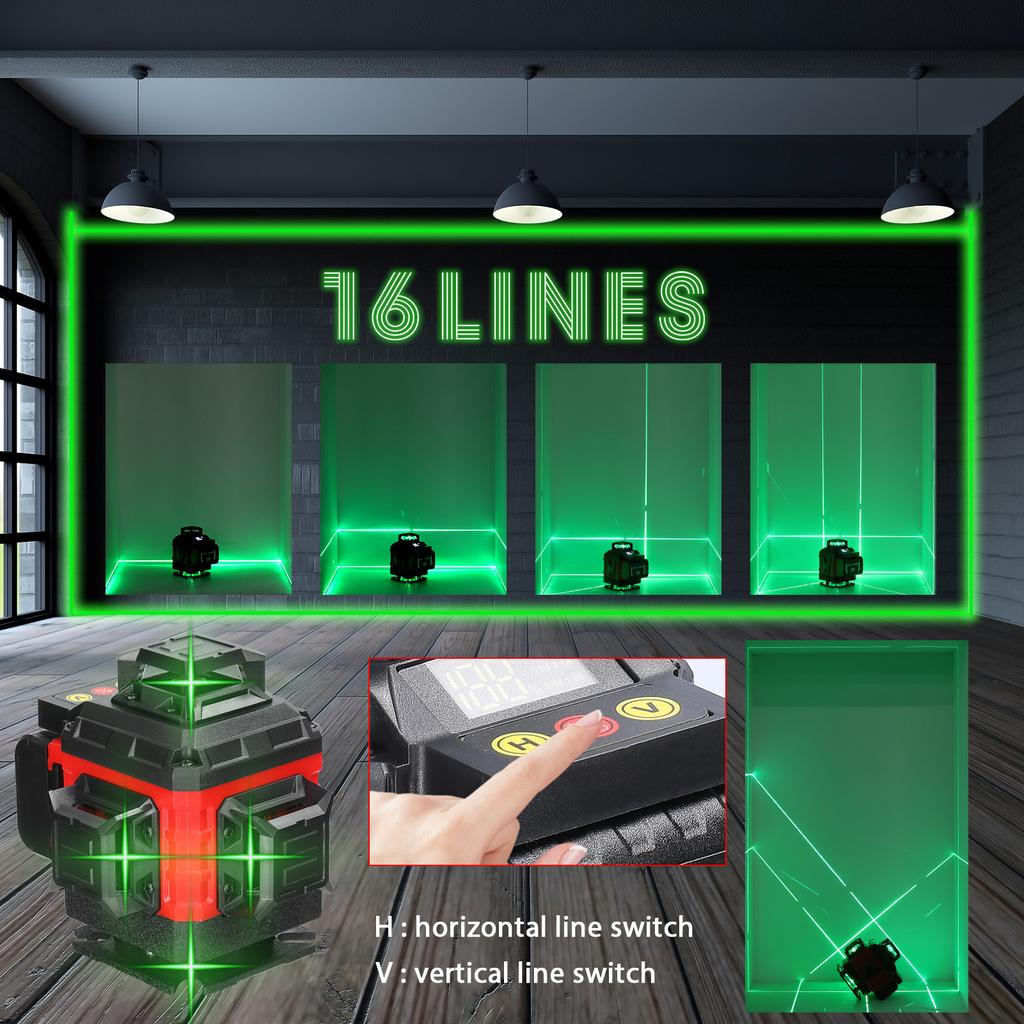 Multifunctional 16 Lines Laser Level 3 Degrees  Self-leveling Machine Rechargeable Lithium Battery Leveling