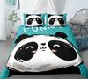 3D Cartoon Panda Duvet Cover Set Cute Panda Comforter Cover Bamboo Black White Bear Polyester Bedding Set For Boys Girls Teens